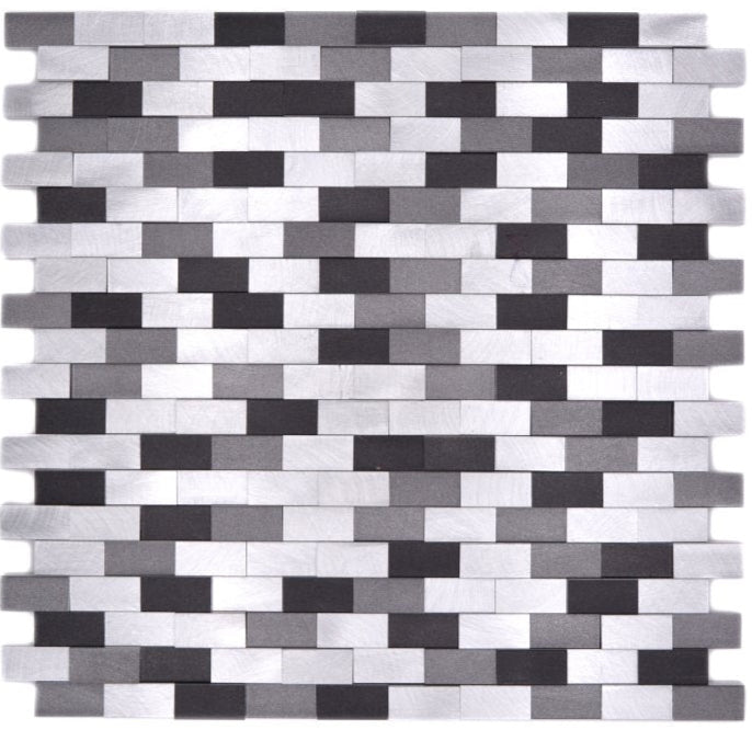 3D Brickbond Chequered Aluminum Mosaic Tile
