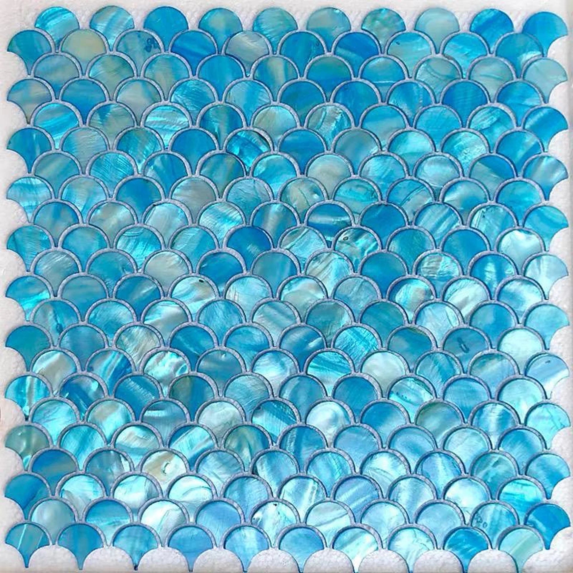 Aqua Blue Mother of Pearl Scallop Mosaic Tiles for Bathrooms & Kitchen Aqua Blue Mother of Pearl Scallop Mosaic Tiles for Bathrooms & Kitchen