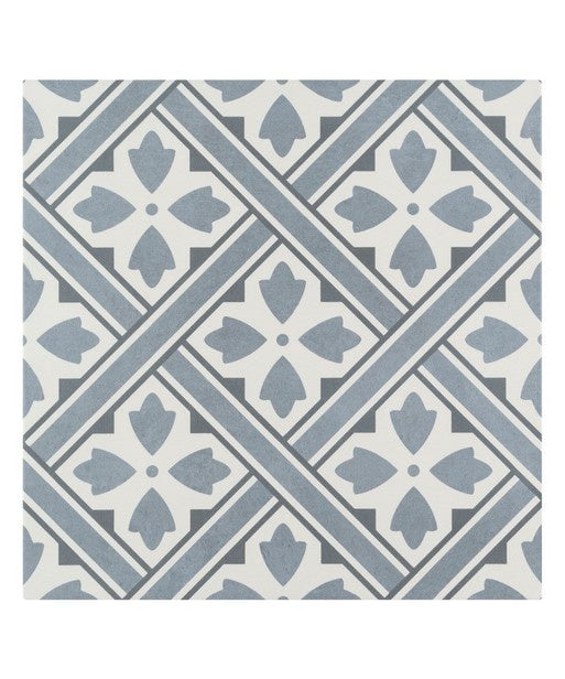 Fleur Blue Tile 330 x 330mm - Luxury Tiles UK