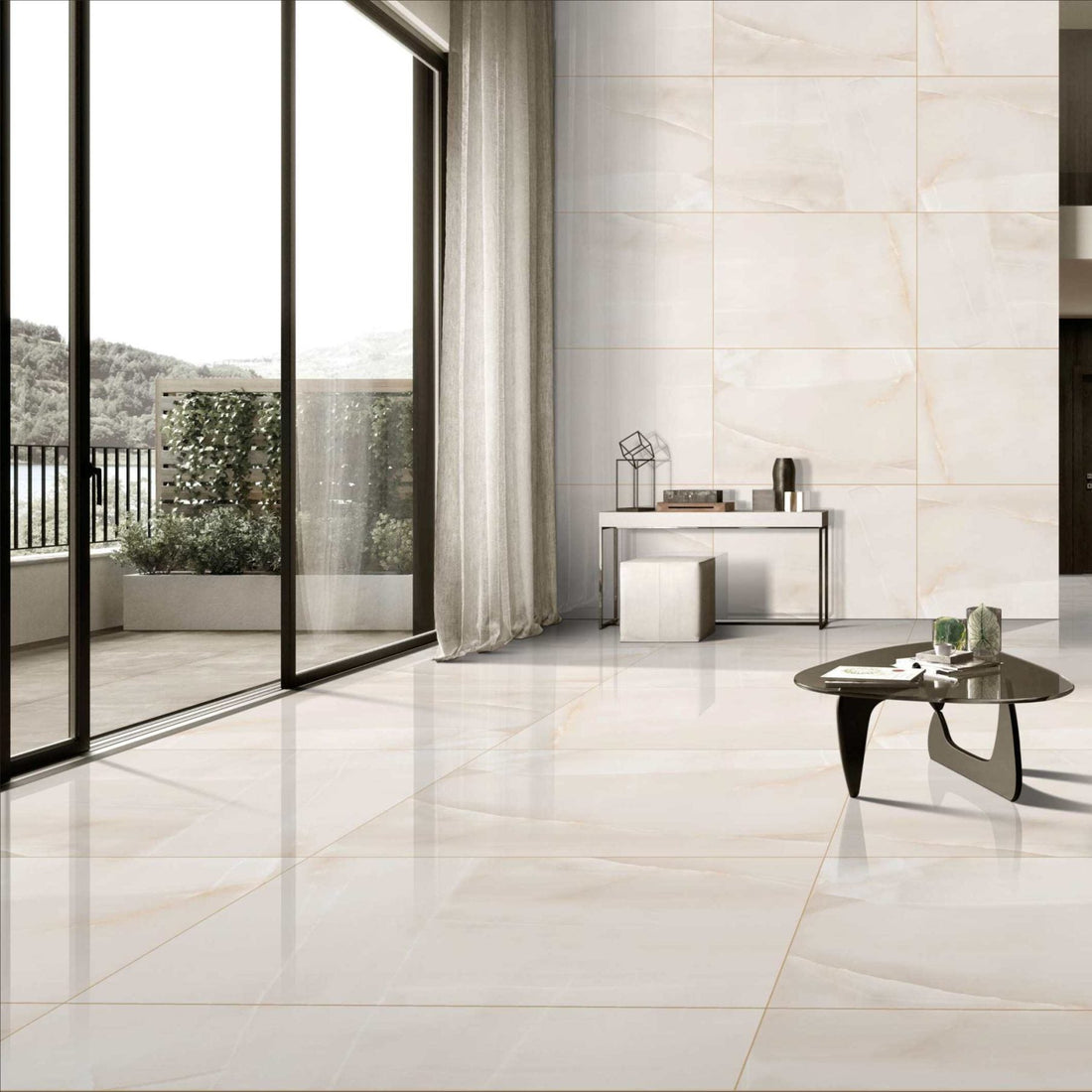 Cream onyx effect living room décor