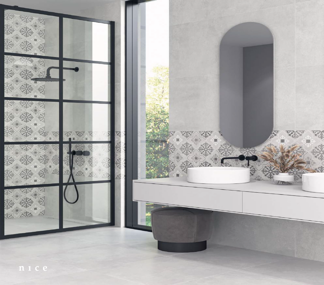 Grey Vintage Pattern Decor Porcelain Tiles