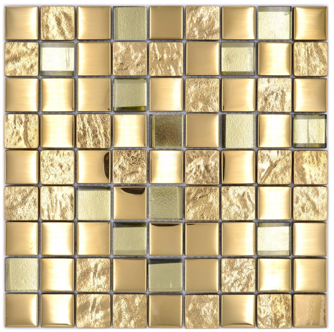 Gold glass mosaic tiles 300x300mm