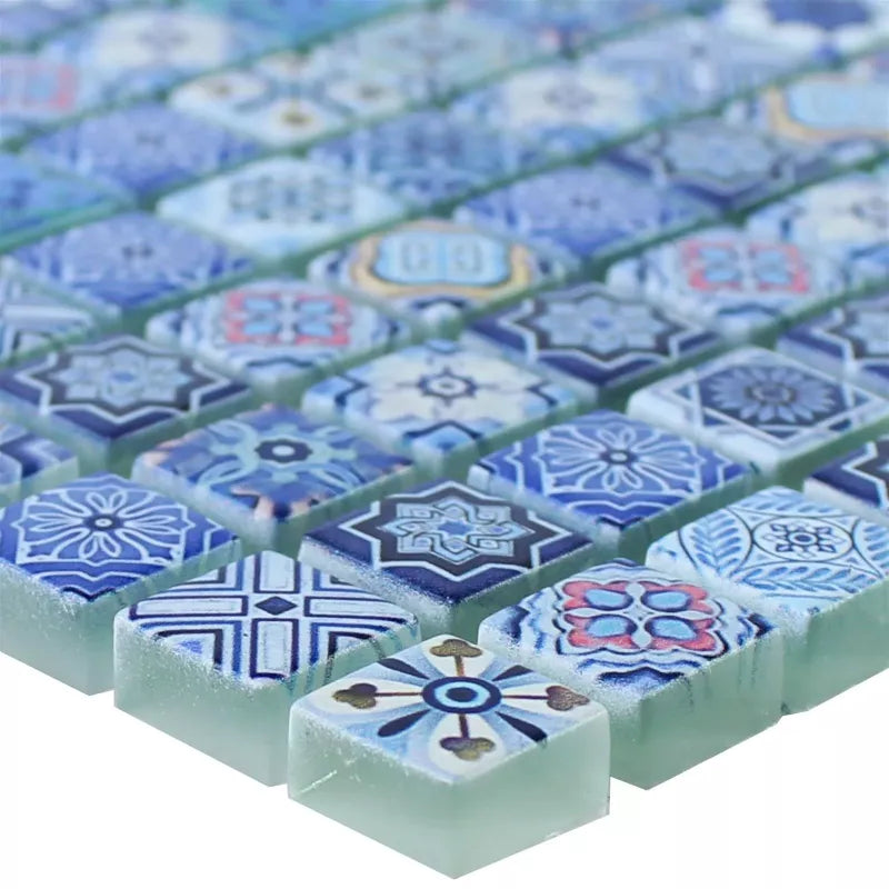 blue mosaic glass tile