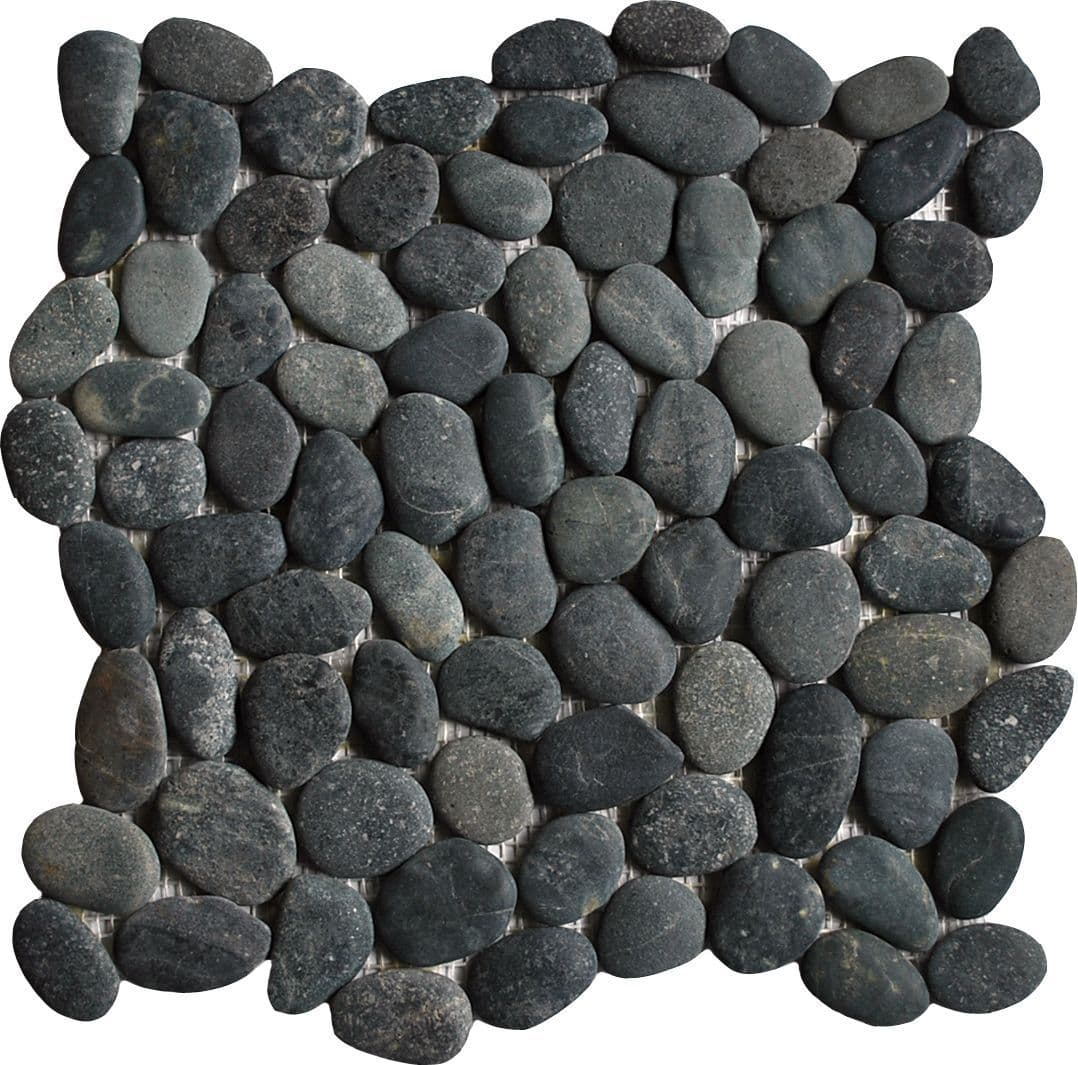 natural black pebble mosaic tiles