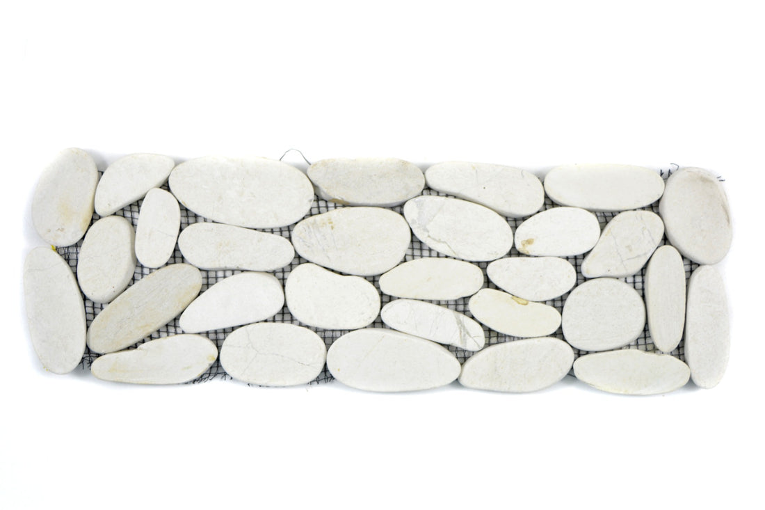 White natural pebble mosaic border
