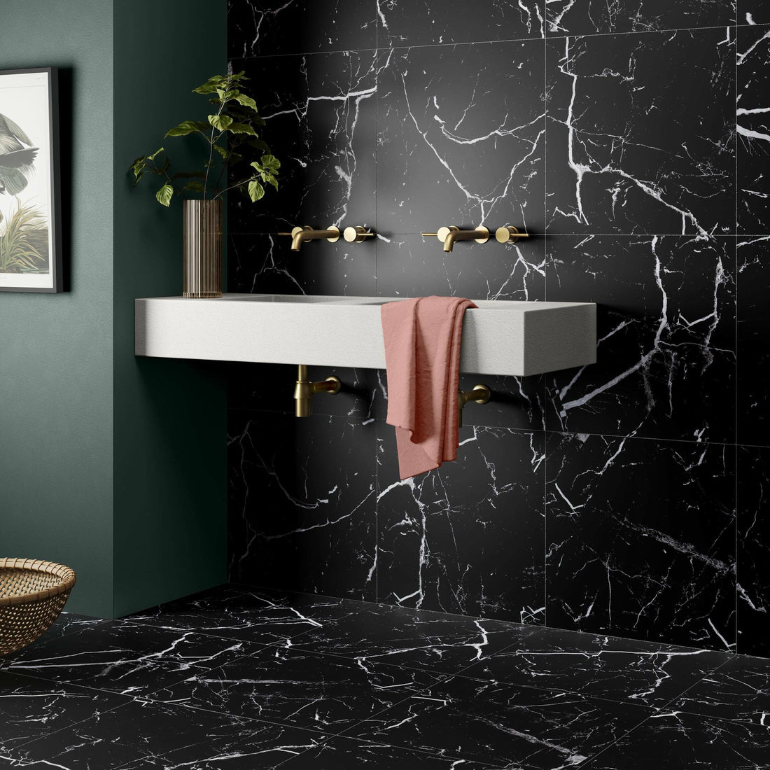 black matt marble effect