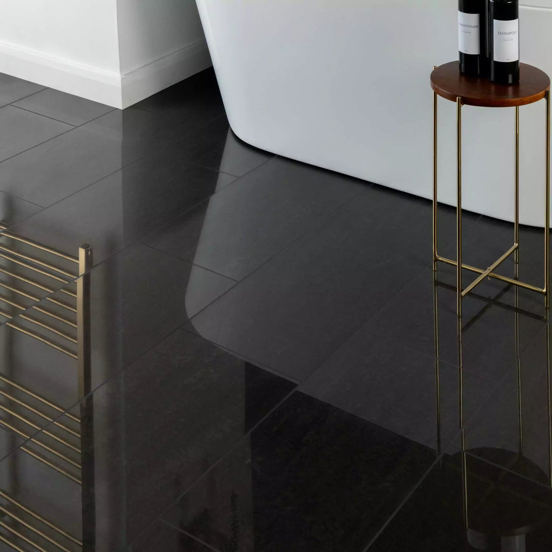Black polished floor