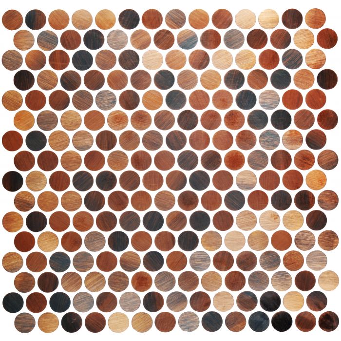 bronze metal penny mosaic tile by luxury tiles