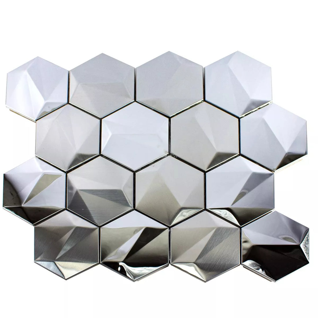 silver metal hexagon mosaic