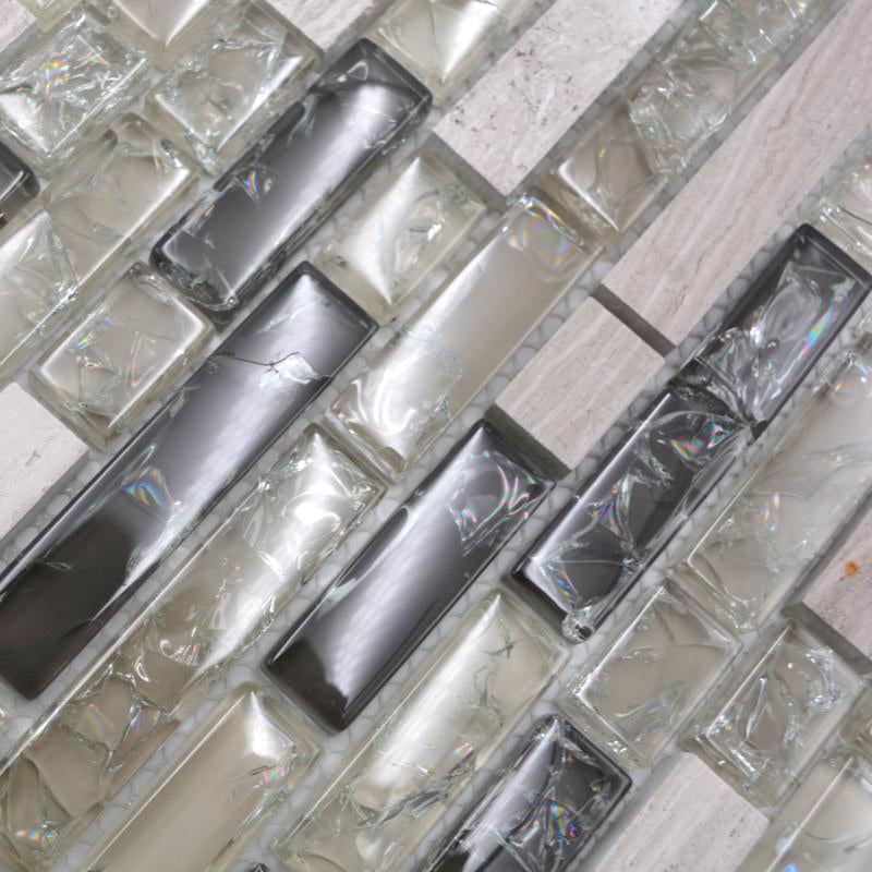Travertine Marble Crackle Brickbond Mosaic Tiles