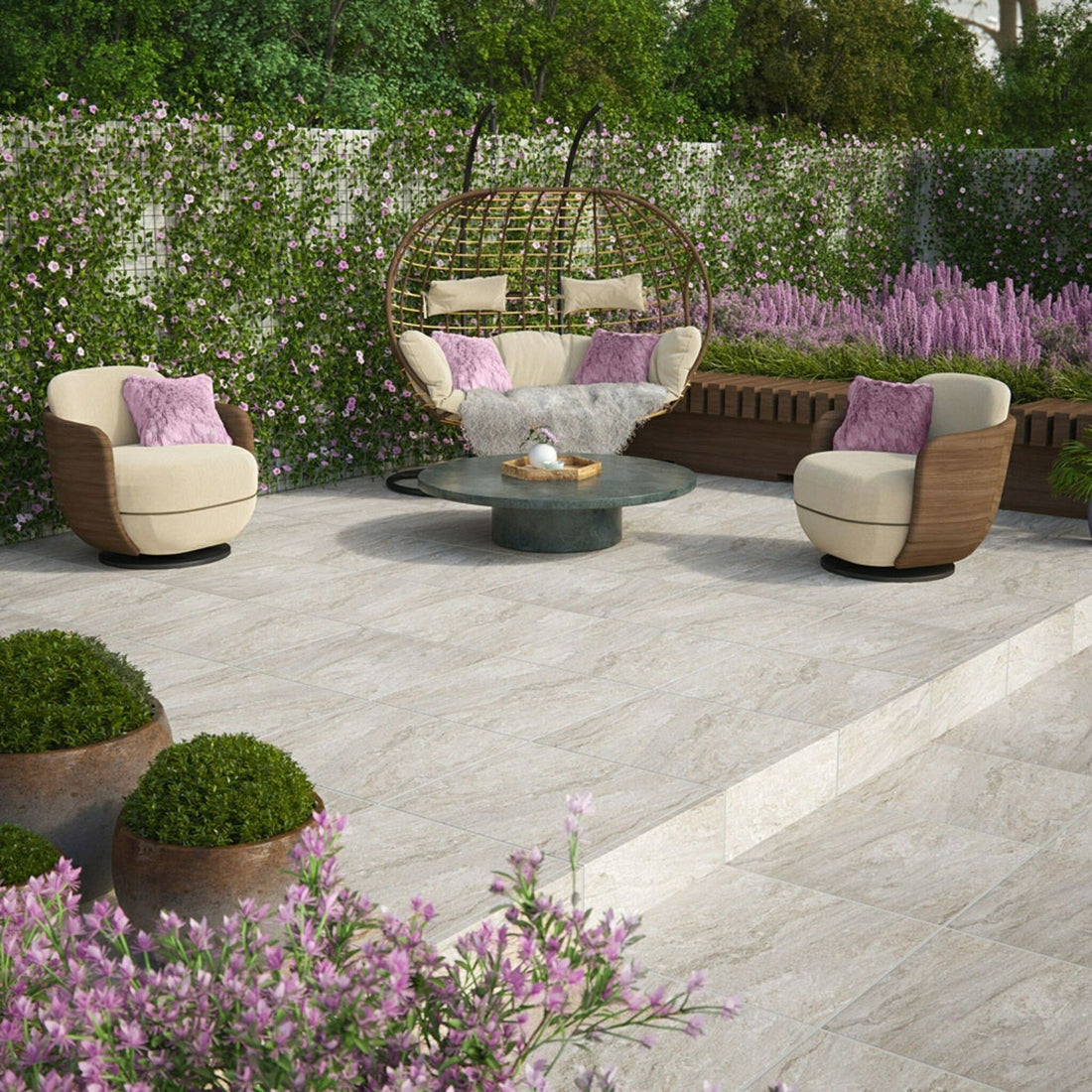 Andrea Beige Porcelain Paving Slabs 595x595x20mm - Luxury Tiles UK