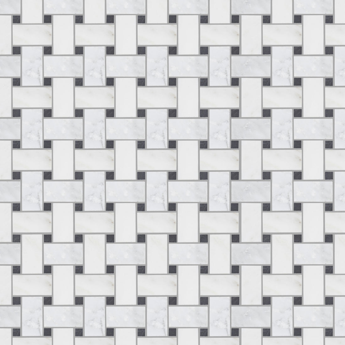 Carrara St Laurent Honed Basketweave Marble Mosaic Tile - Luxury Tiles UK