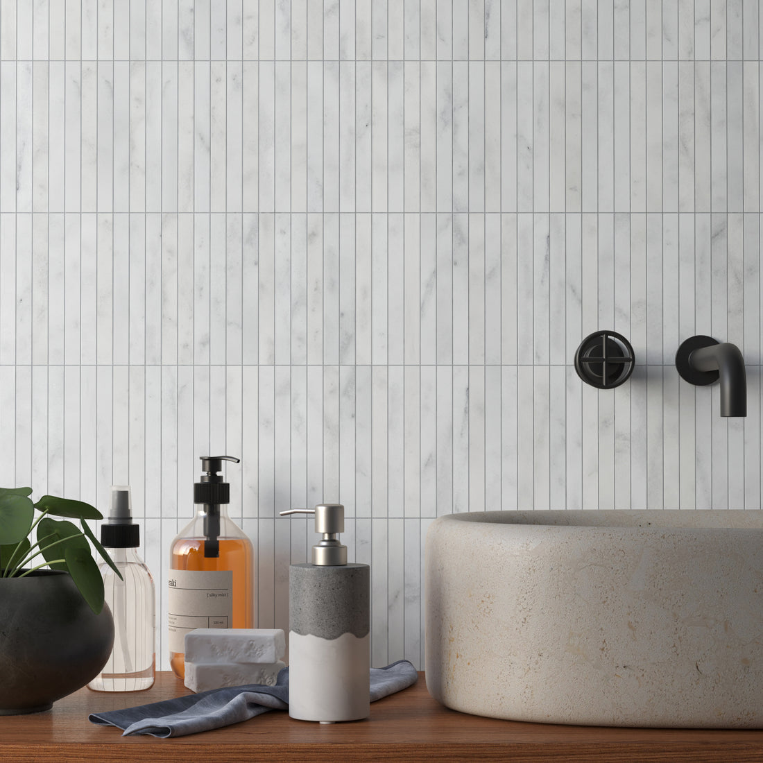 Carrara White Honed Kit Kat Marble Mosaic 30 x 30 cm - Luxury Tiles UK