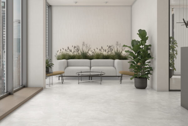 White stone effect porcelain tile 60x120 matt finish Castilla Alba