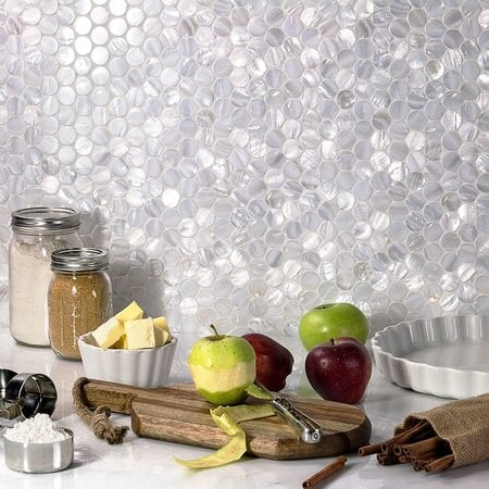 penny mosaic also know as button mosaic tiles for splashbacks