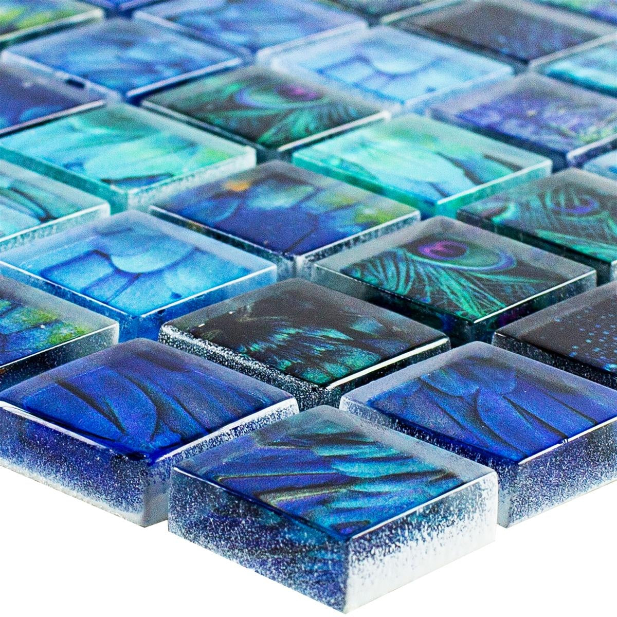 Sapphire Blossom Blue Glass Mosaic - Luxury Tiles UK