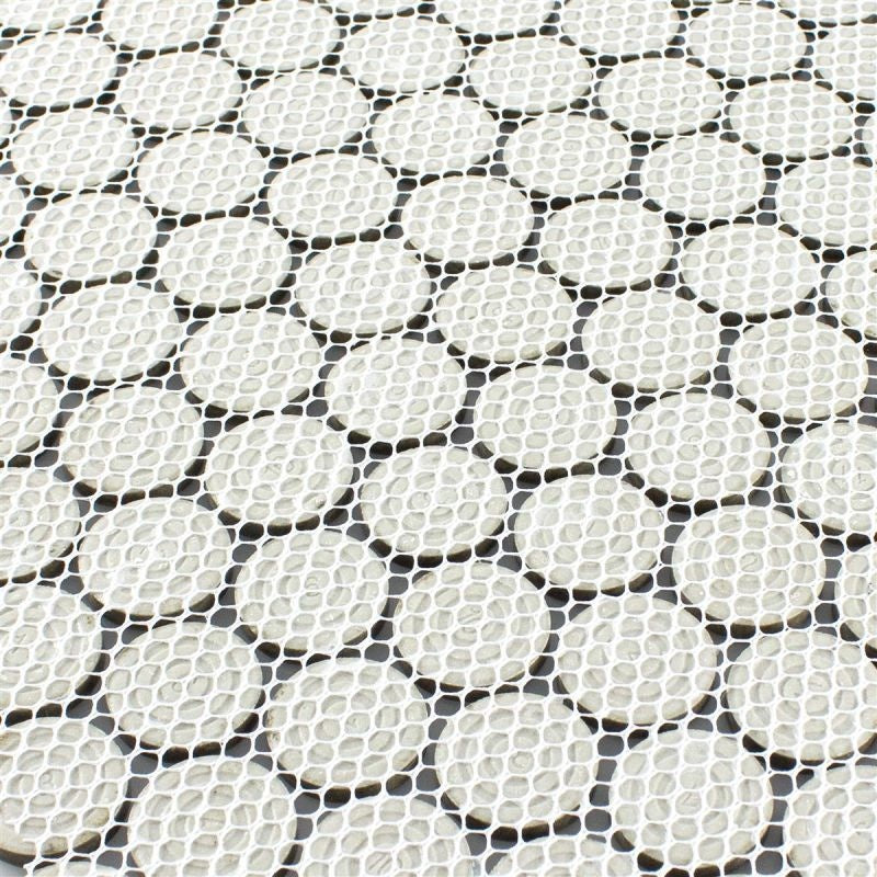 Ceramic Button Mosaic Tiles Meneksche Silver - Luxury Tiles UK