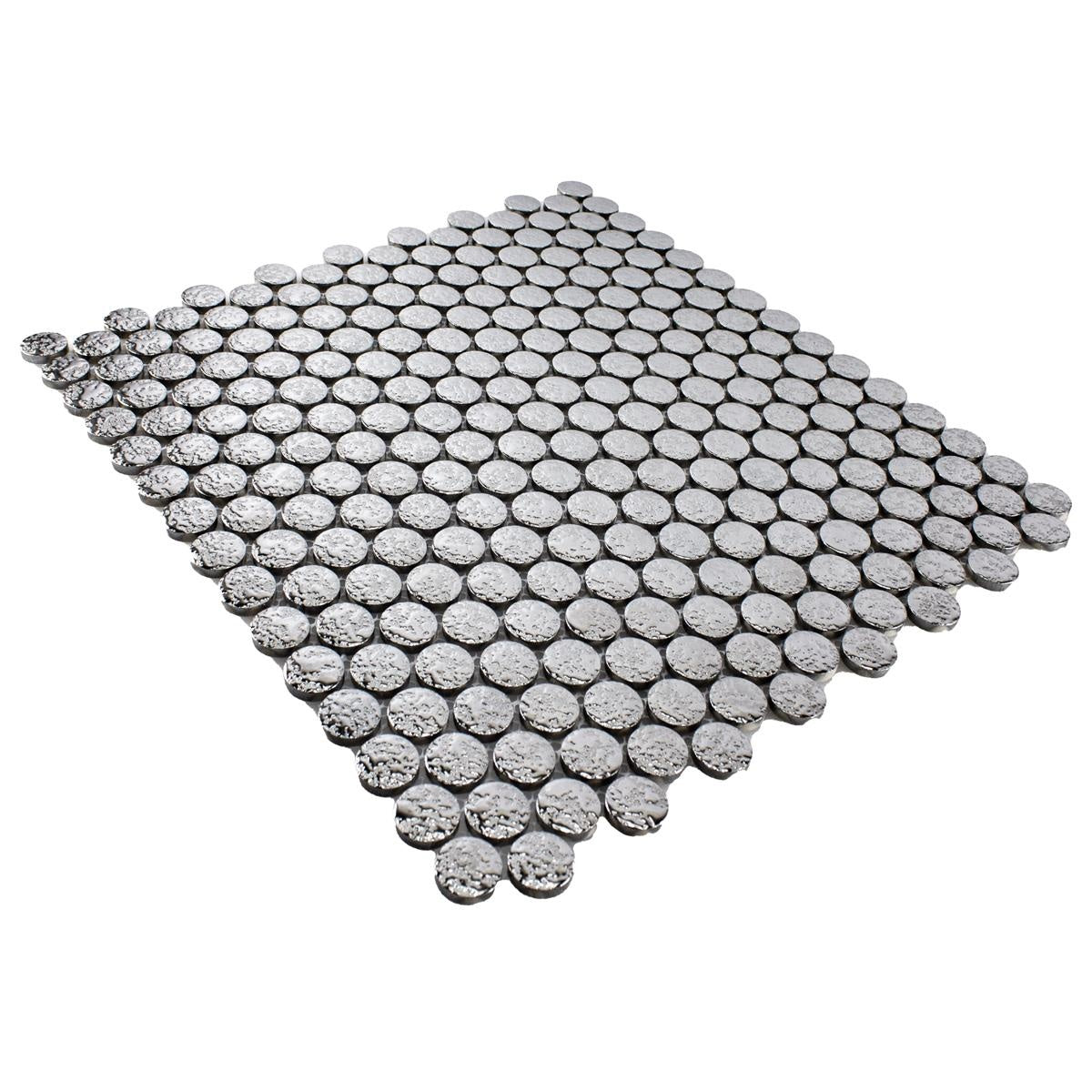 Ceramic Button Mosaic Tiles Meneksche Silver - Luxury Tiles UK