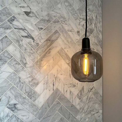 Herringbone Carrara Marble Mosaic Tiles Polished