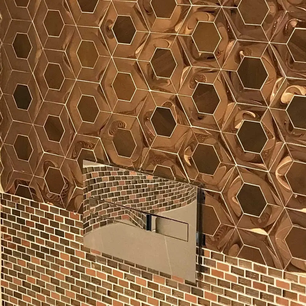 Brushed Gold Hexagon Mosaic Tile Luxury Tiles