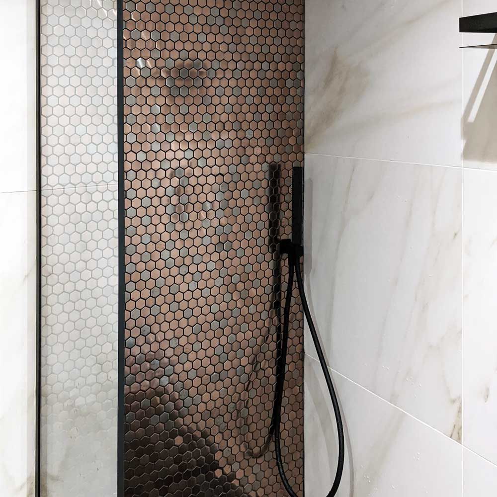 Bronze Hexagon Hive Mix Mosaic 290x306mm Tile - Luxury Tiles UK