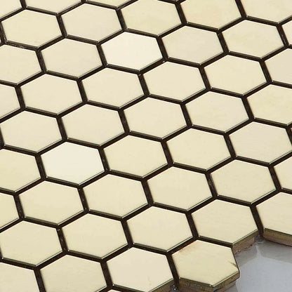 Golden Honey Hive Hexagon Mosaic Tile Luxury Tiles UK