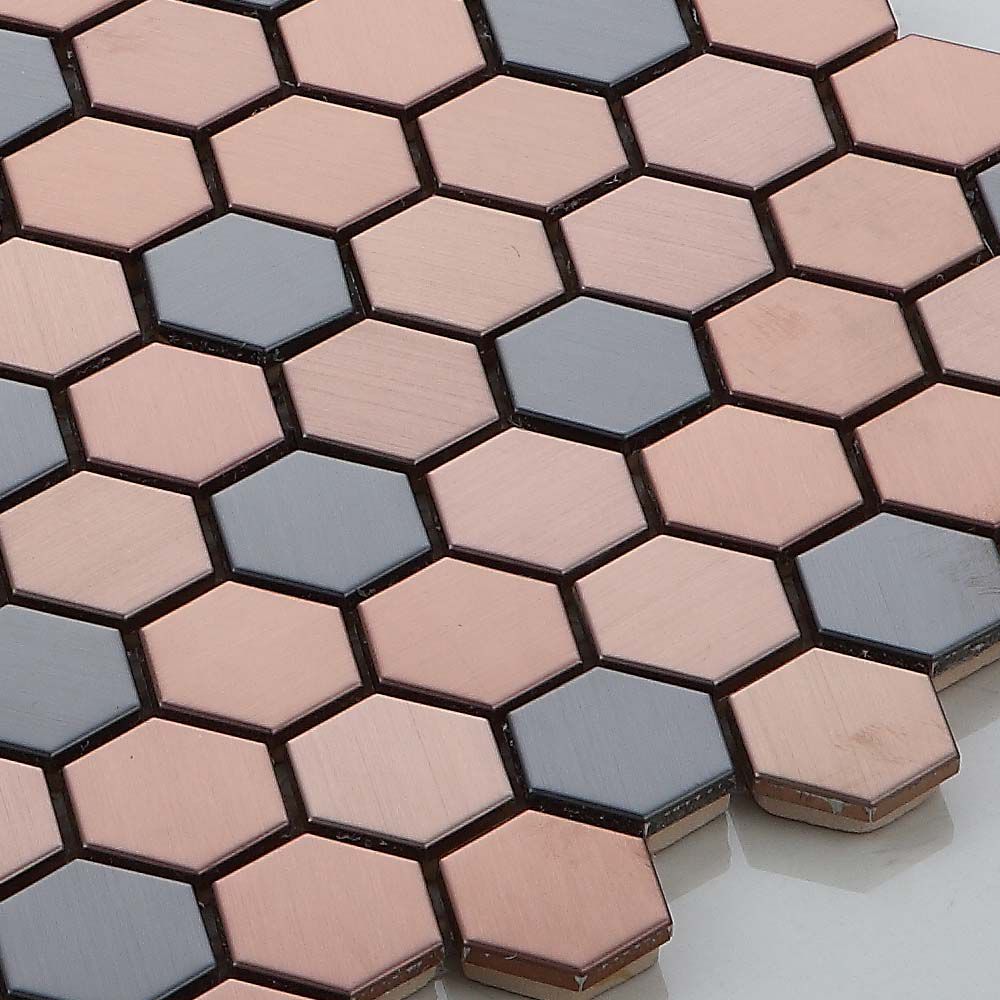 Bronze Hexagon Hive Mix Mosaic 290x306mm Tile - Luxury Tiles UK