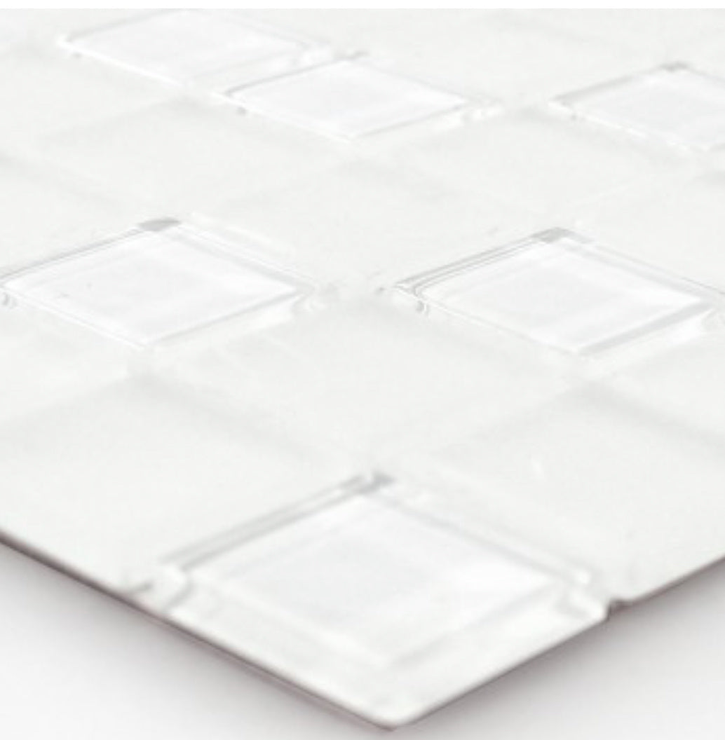 White Peel and Stick Glass Mosaic Tile -Self Adhesive - Luxury Tiles UK