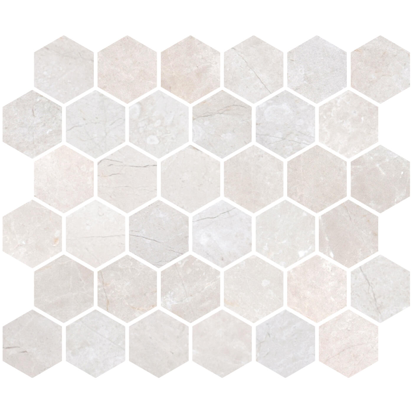 Calacatta Bone Marble Hexagon Mosaic Tile – Polished - Luxury Tiles UK