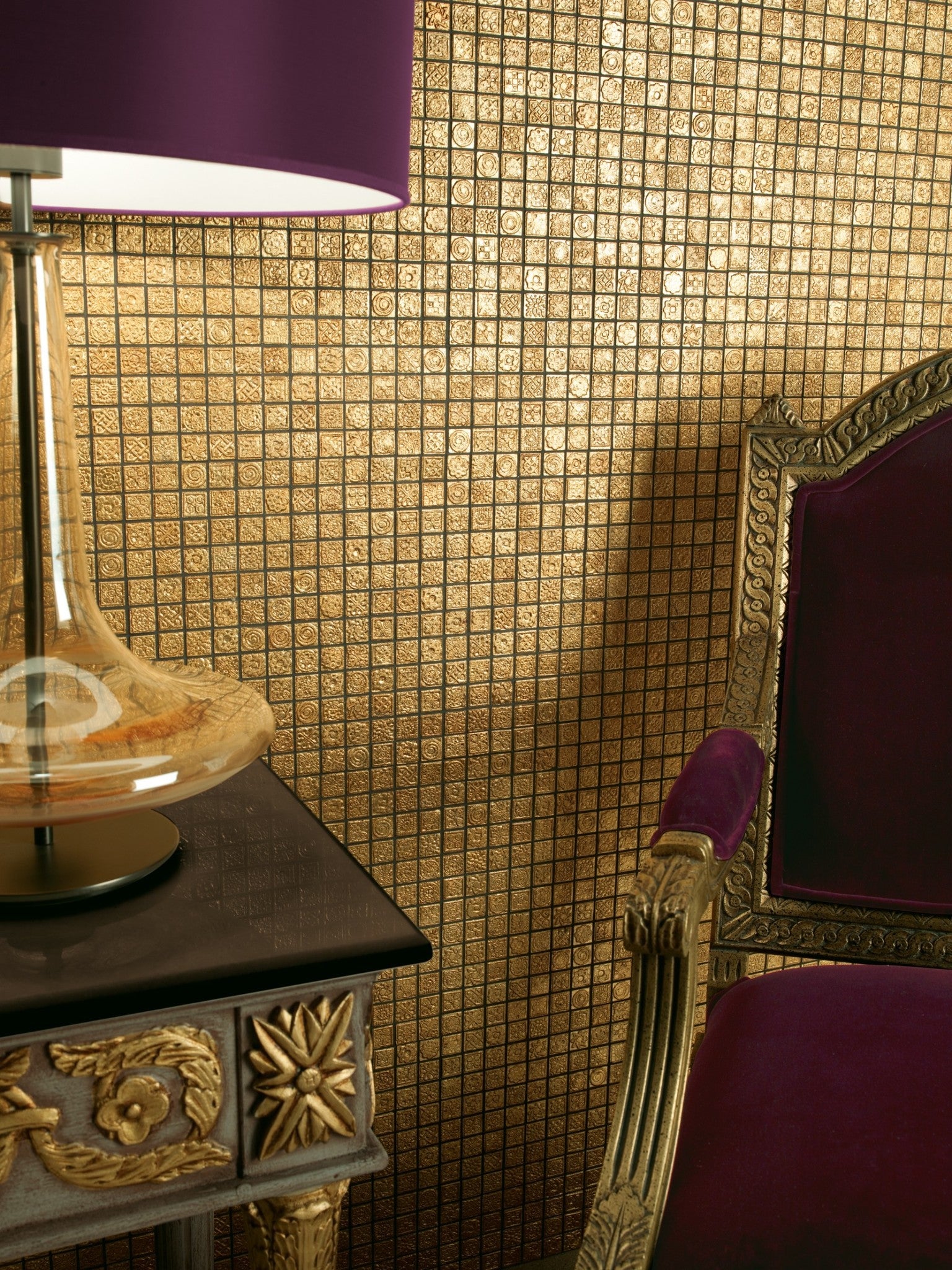 Luxury Gold Mosaic Made from Natural Stone for Home Improvements 