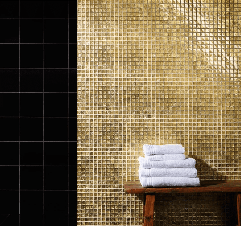 Metallic Gold Glass Mosaic Tile 30cm x 30cm