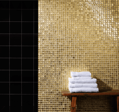 Metallic Gold Glass Mosaic Tile 30cm x 30cm