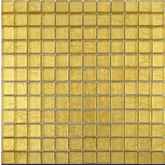 Metallic Gold Glass Mosaic Tile 30cm x 30cm