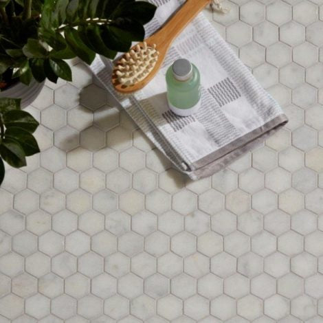 Long Island Marble Hexagon Mosaic Tile 30.5x26 - Luxury Tiles UK