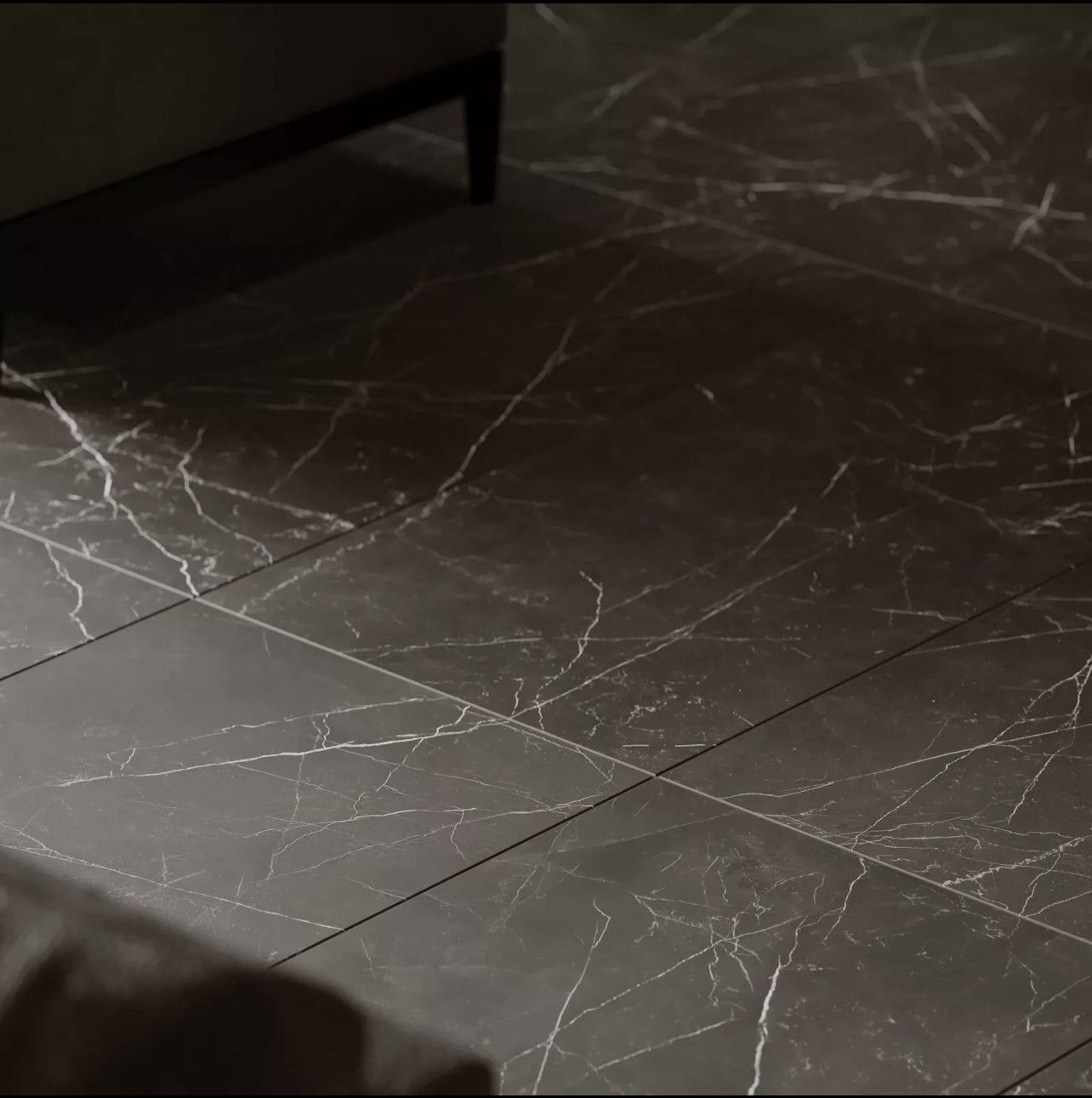 Nero Venato Rectified Polished Porcelain - Luxury Tiles UK