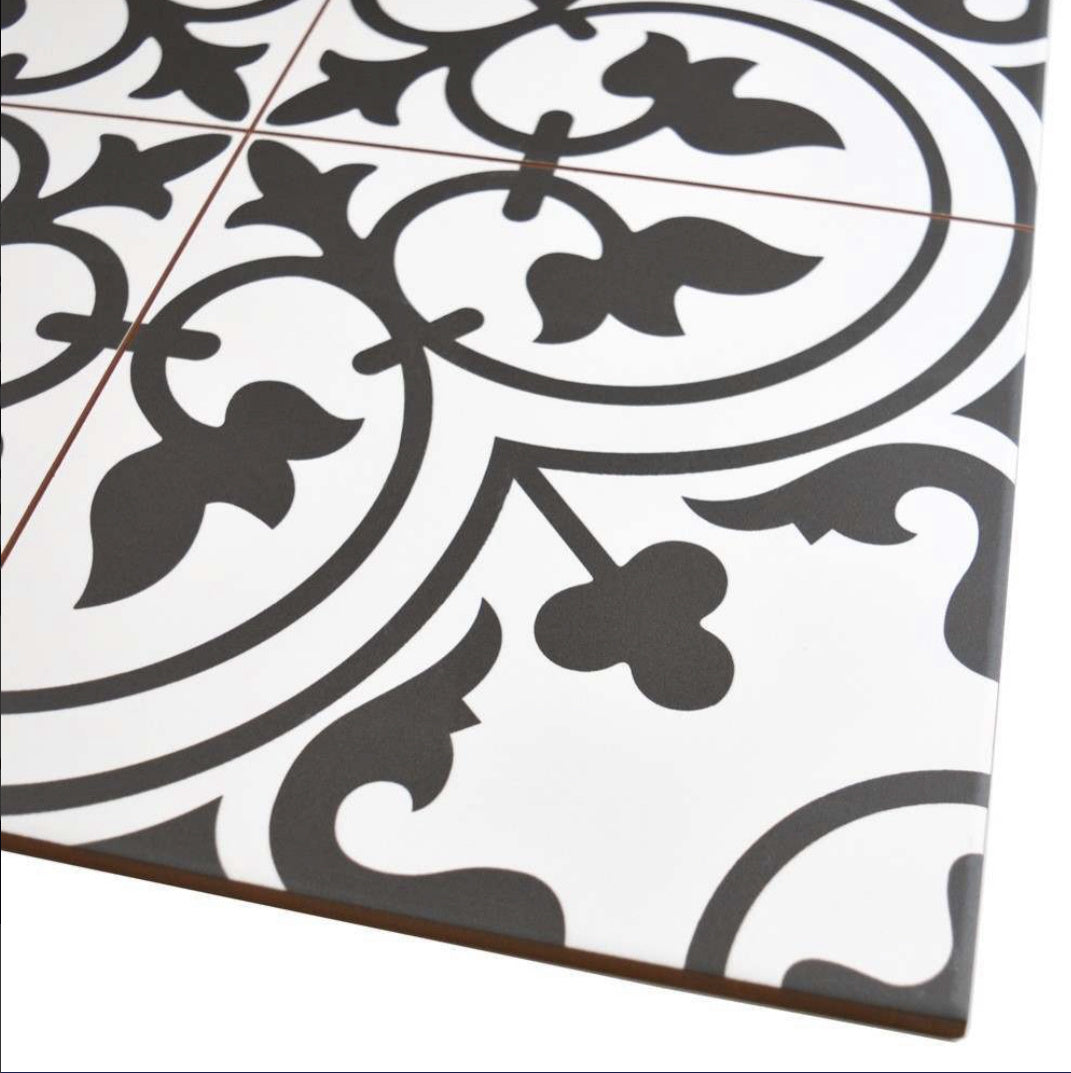 Charter Black Pattern 45x45cm Tile - Luxury Tiles UK