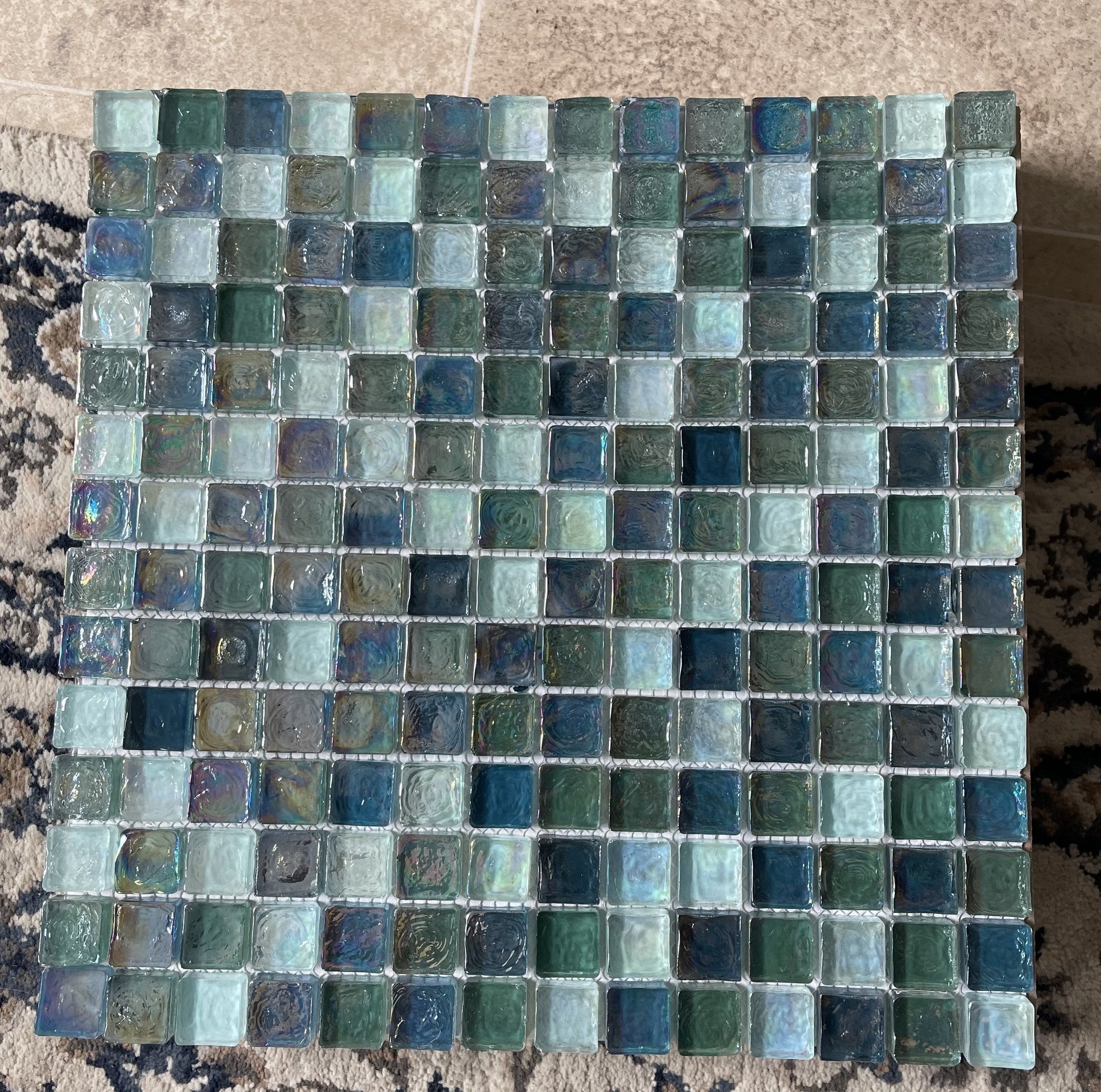 Rotomaire Blue Glass Square Mosaic 30x30cm - Luxury Tiles UK