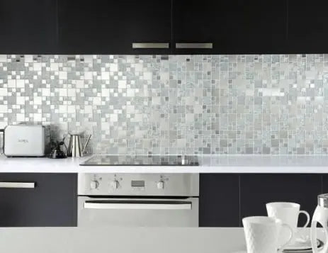 Silver Shine Glass and Metal Mosaic 300 x 300 mm Tile - Luxury Tiles UK