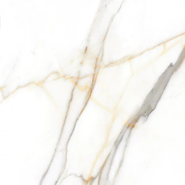 Deluxe Gold Leaf Ultra Porcelain Gloss White Marble Effect Tiles - Luxury Tiles UK