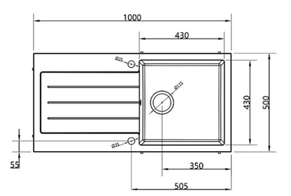 Comite Single Bowl Black Kitchen Sink