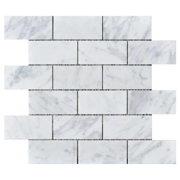 White Marble Metro Brick Wall and Floor Mosaic Tile Luxury Tiles