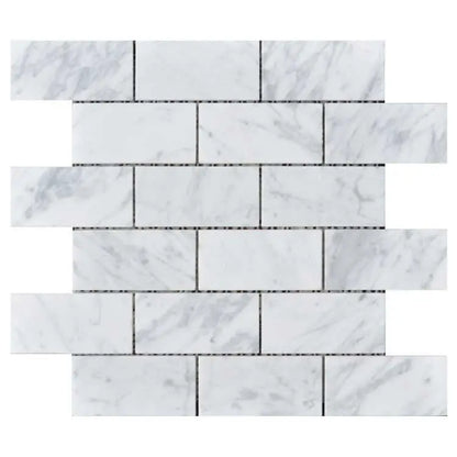 White Marble Metro Brick Wall and Floor Mosaic Tile Luxury Tiles