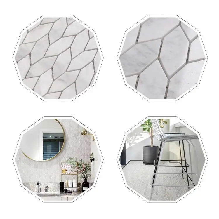 Marble Feather Mosaic Floor & Wall Tile Luxury Tiles UK