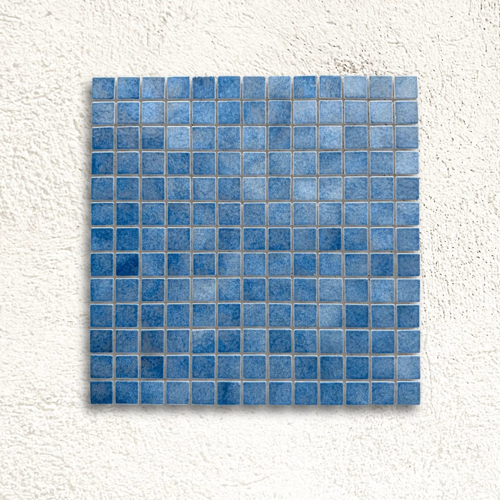 Harmonie Egee blue gloss porcelain mosaic sheet with 25mm square tiles