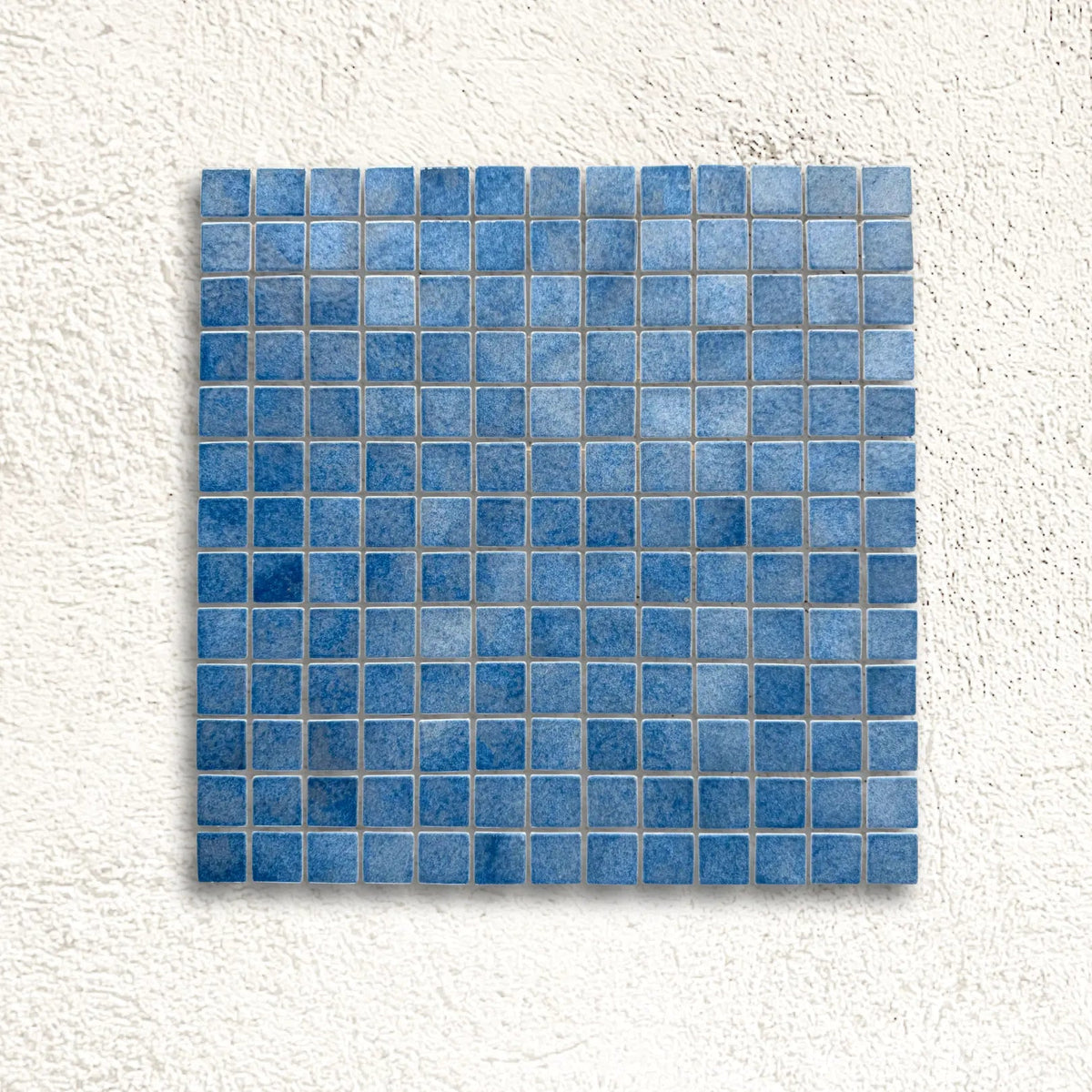 Harmonie Egee blue gloss porcelain mosaic sheet with 25mm square tiles