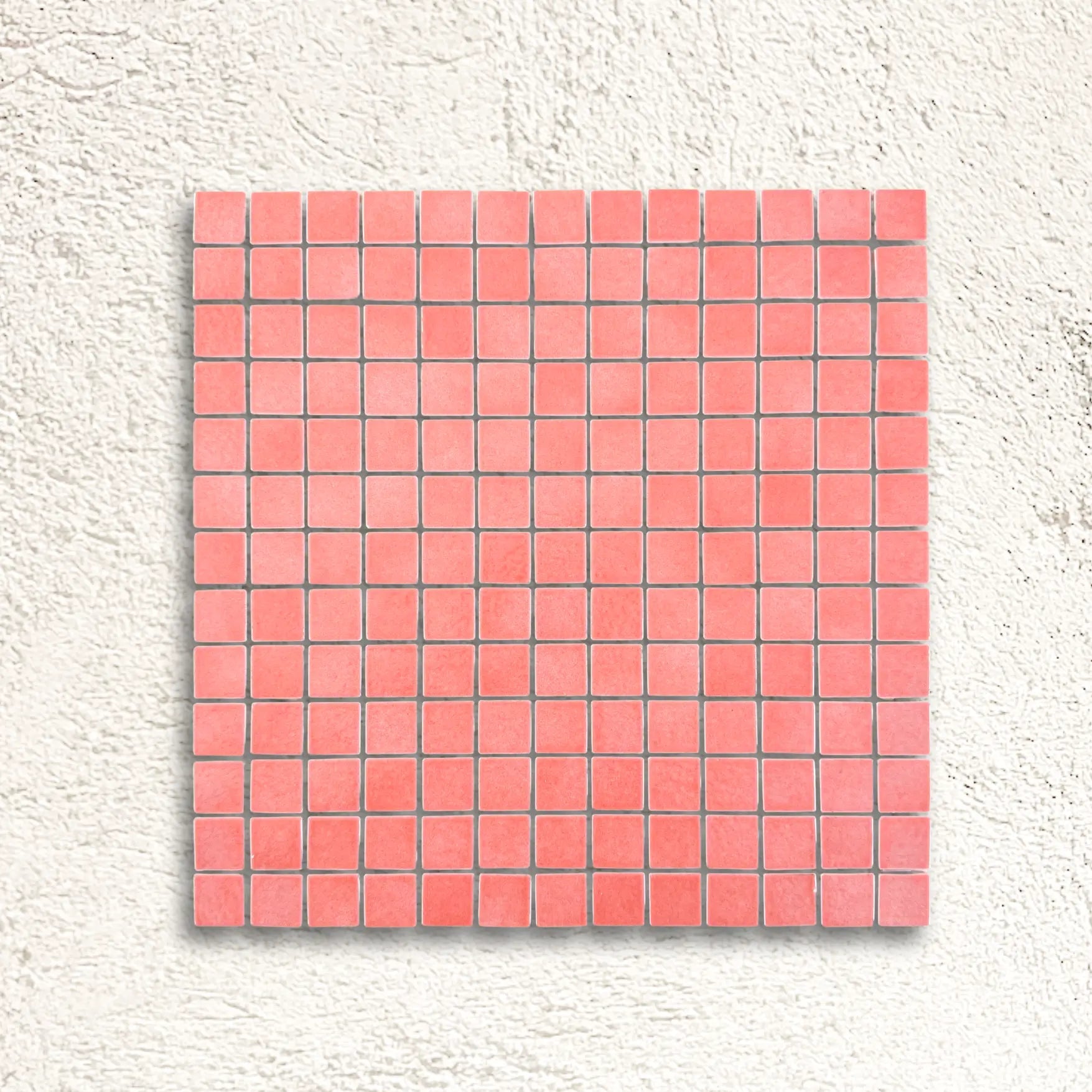 Harmonie Zinnia orange gloss porcelain mosaic sheet with 25mm square tiles