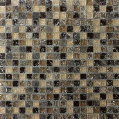 Felix Natural Glass and Dark Brown Stone Mosaic Tile