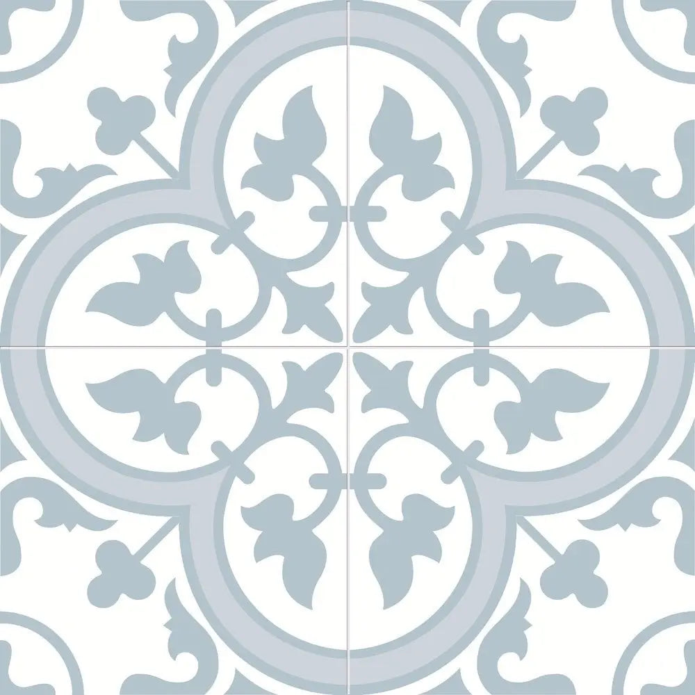 Charter Powder Blue classic pattern wall and floor tile - Luxury Tiles UK