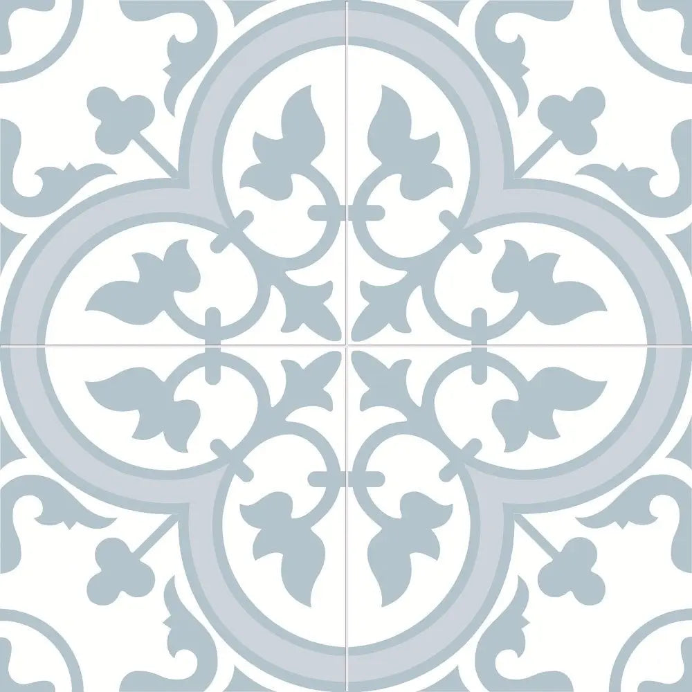 Charter Powder Blue classic pattern wall and floor tile - Luxury Tiles UK