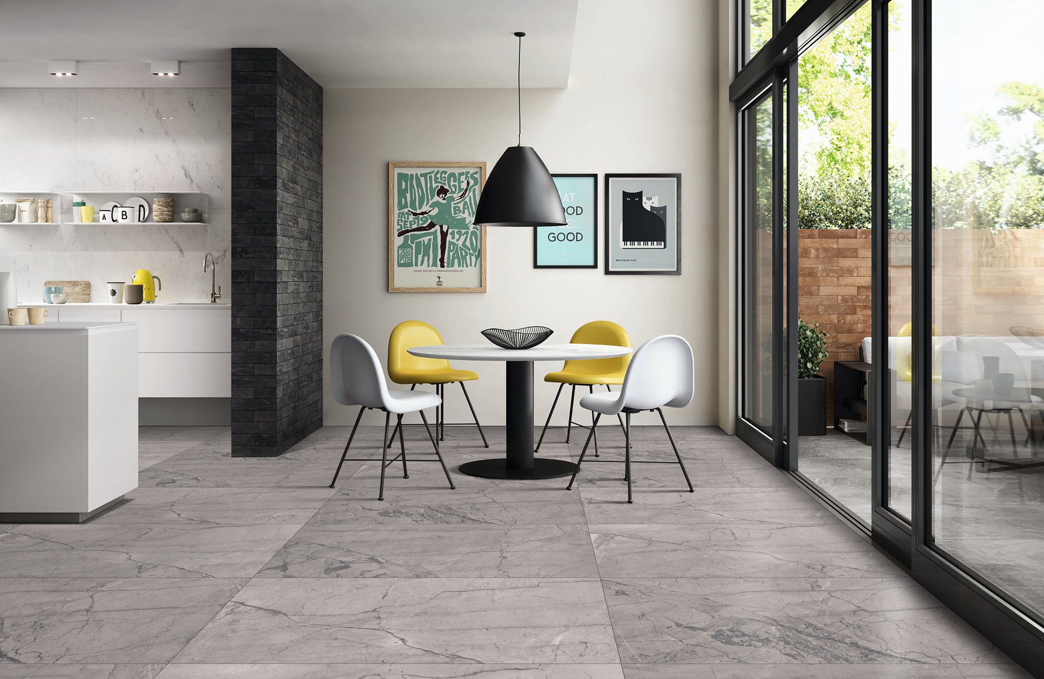 Veins Grey Matt Marble Effect  600x600mm Tile - Luxury Tiles UK